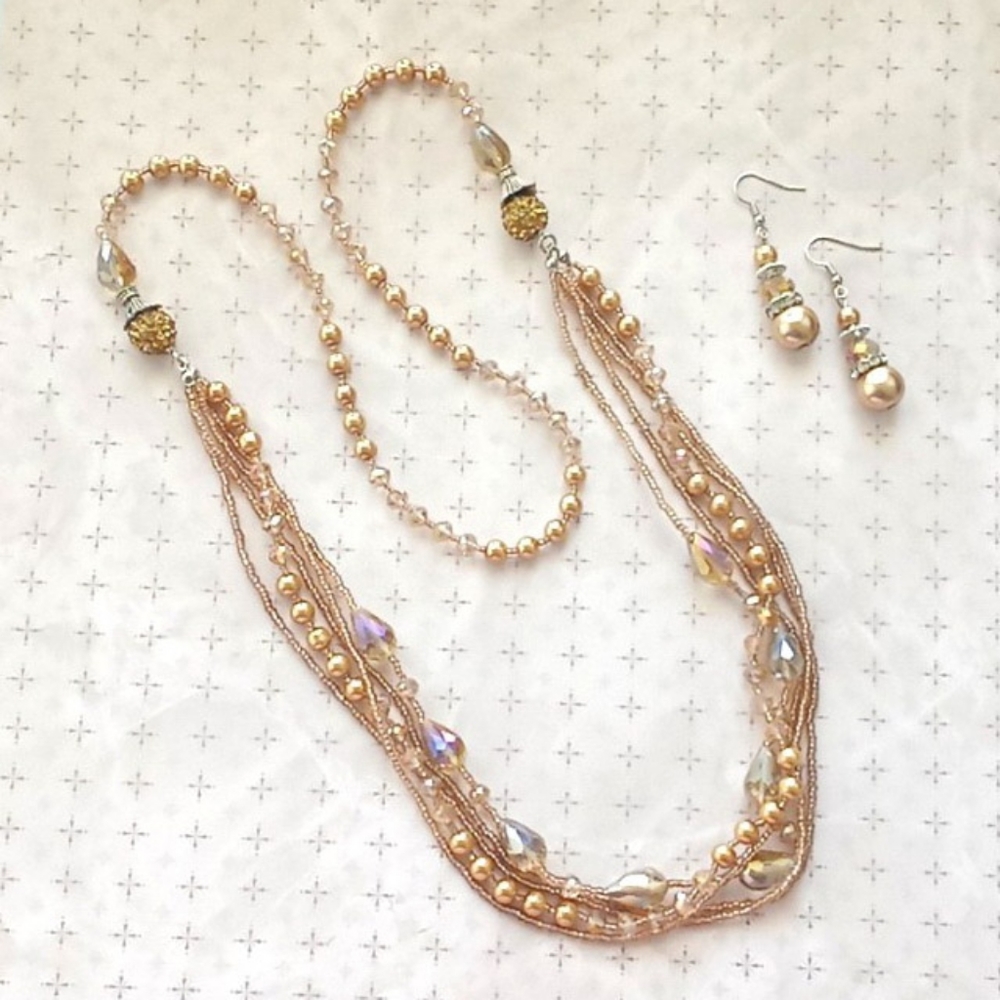 Beaded Necklace And Earrings Set